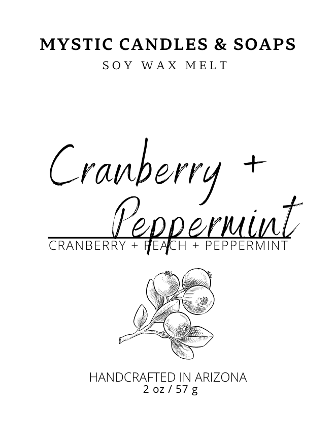 Cranberry Peppermint Soy Wax Melt - Mystic Candles and Soaps LLC