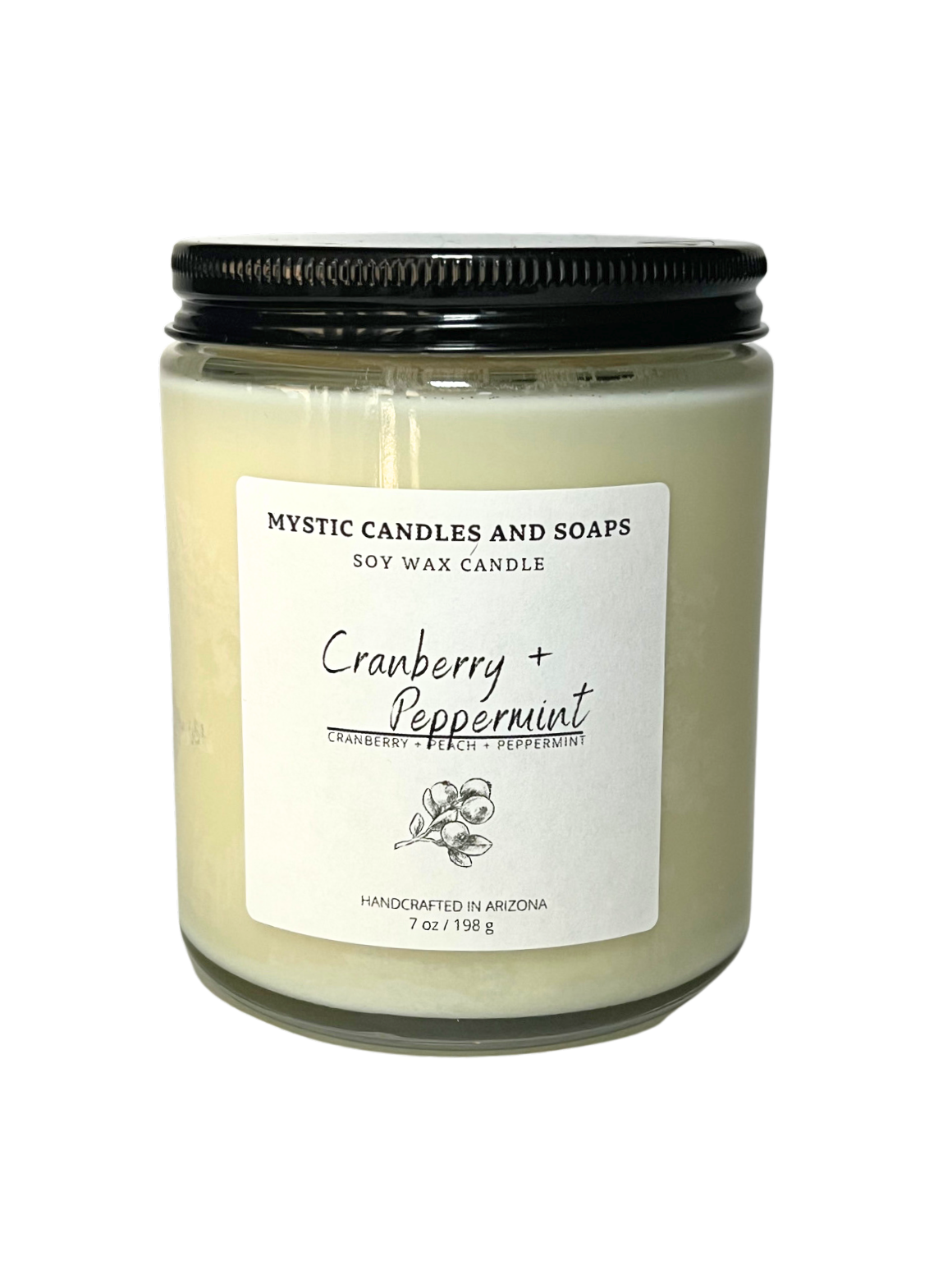 Cranberry & Peppermint Candle - Mystic Candles and Soaps LLC