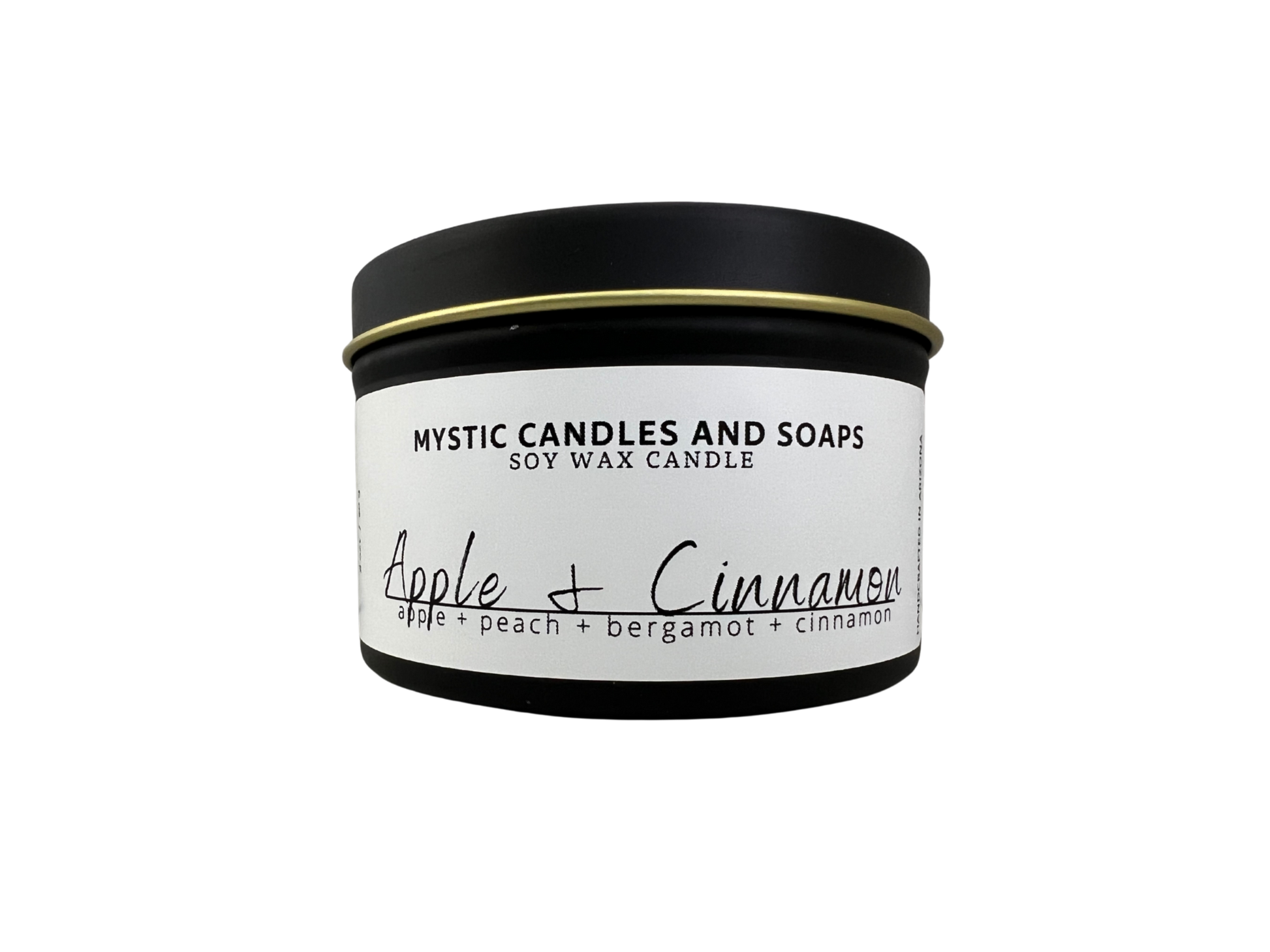 Apple & Cinnamon Flameless 8 oz tin Candle - Mystic Candles and Soaps LLC
